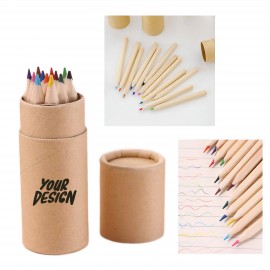 Logo Branded 12 Colors Short Pencils in Kraft Tube
