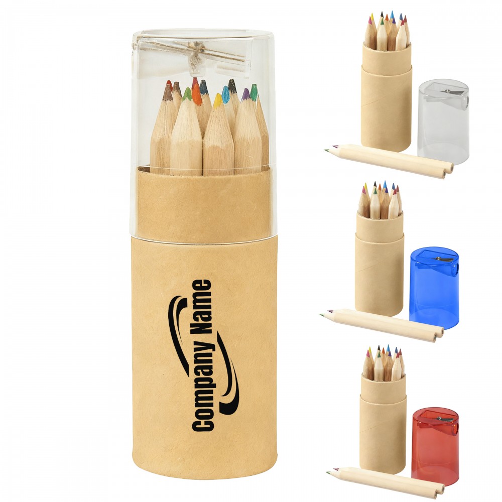 Custom Printed Eco-Friendly Wood Colored Pencils Set with Sharpener