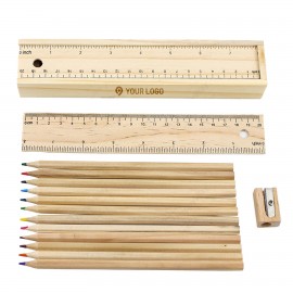 Custom Imprinted Wooden Pencil Case with Slide-Off Ruler Cover