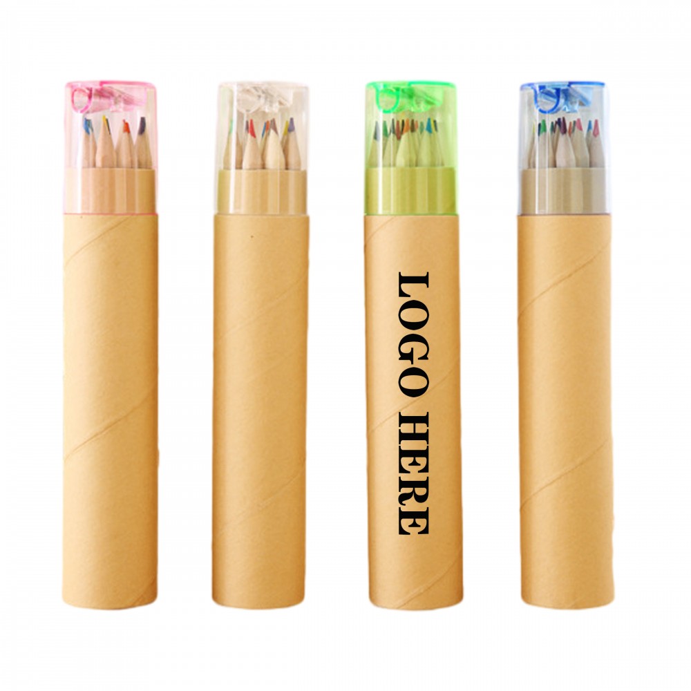 Custom Imprinted 12 Pieces Colored Pencil Set With Sharpener