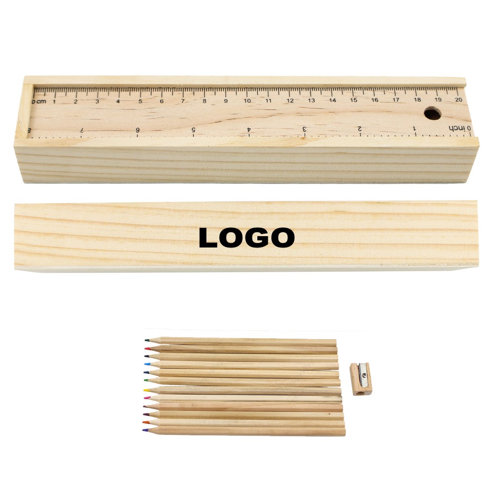 Custom Imprinted 12-Color Colored Pencil Set with Sharpener