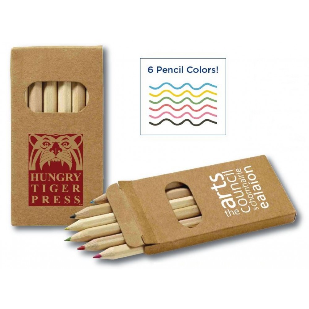 Custom Imprinted Six-Color Mini Wooden Pencil Set in Box