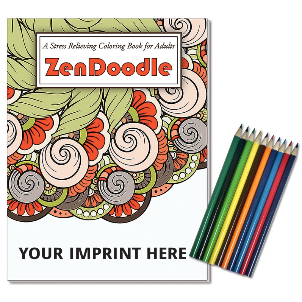 Relax Pack - ZenDoodle Coloring Book for Adults + Colored Pencils Custom Printed Relax Pack - ZenDoodle Coloring Book for Adults + Colored Pencils Custom Printed