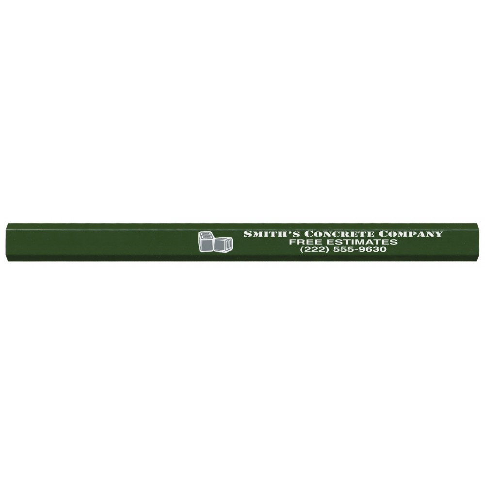 Custom Imprinted Made In The USA Carpenter 700 Flat Medium Lead Solid Pencil (Dark Green)