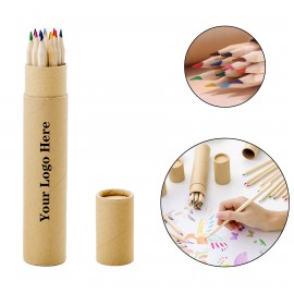 12 Colored Pencil Set in Wood Tube Custom Imprinted
