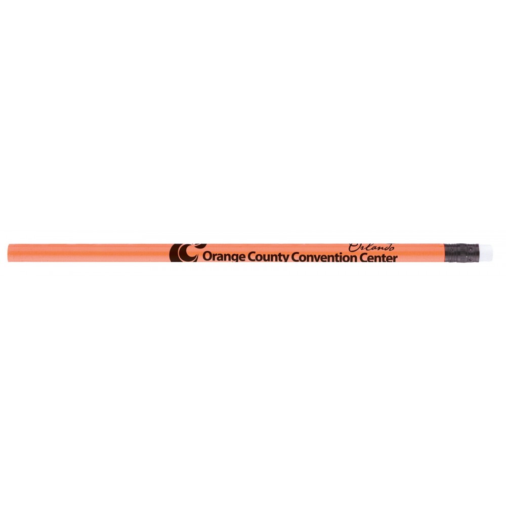 Neon #2 Pencil with White Eraser (Sunset Orange) Custom Printed