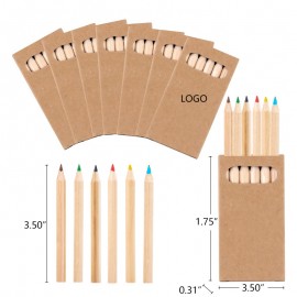 Custom Imprinted 3.5" 6-Color Colored Pencil Set in Kraft Box Custom Logo