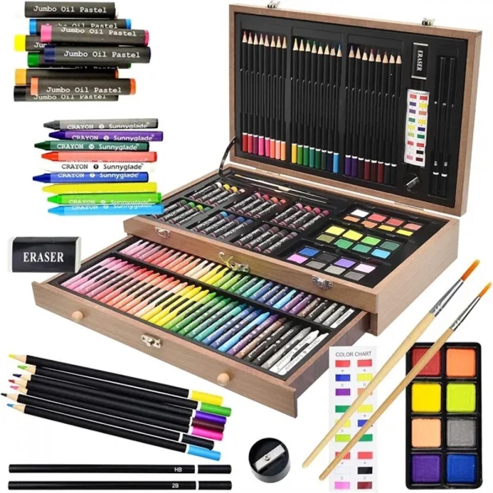 Deluxe Artist Painting Set With Wooden Case Custom Printed Deluxe Artist Painting Set With Wooden Case Custom Printed