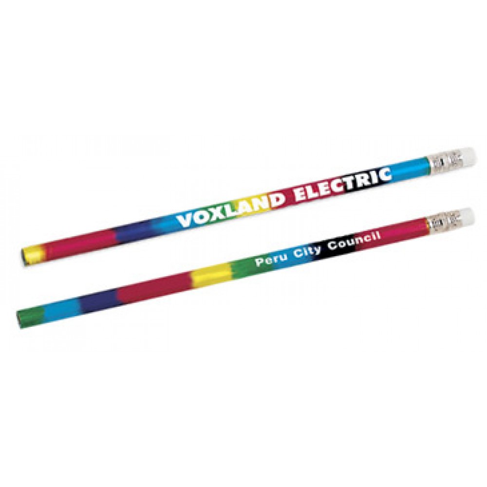 Custom Imprinted Rainbow Foil Multi Colored Foil Pencil