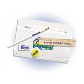 Premium Translucent School Kit w/Pencil, 6" Ruler, Eraser & Sharpener (Full Color Digital) with Logo