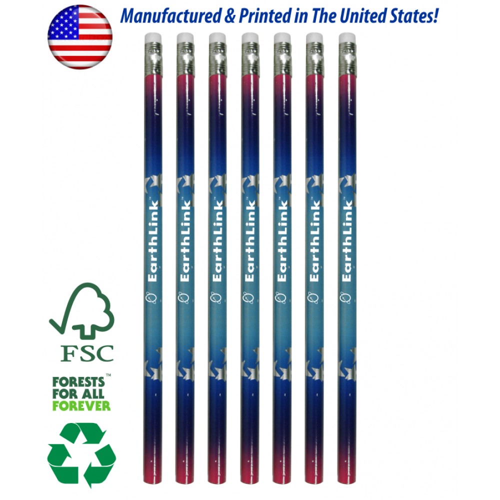 Logo Branded Patriotic Foiled Pencil W/ Stars