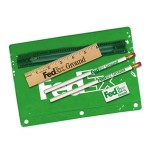 Premium Translucent Pouch School Kit w/ 2 Pencils, 6" Ruler & Eraser Custom Printed