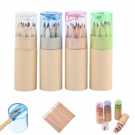 Kid Mini Drawing Colored Pencils With Sharpener Logo Branded