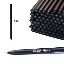 Logo Branded 6.85" Round Black Wooden Pencil