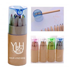 12-color Pencils With A Pencil Sharpener Cover Set Custom Imprinted