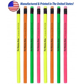 Custom Imprinted Union Printed - Round Wooded USA Made Value Neon Pencil with #2 Graphite - 1-Color Print