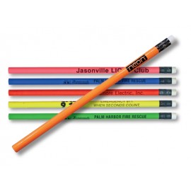 Neon Thrifty Pencil w/White Eraser (Spot Color) Logo Branded