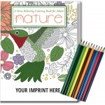 Relax Pack - Nature Coloring Book for Adults + Colored Pencils Custom Imprinted