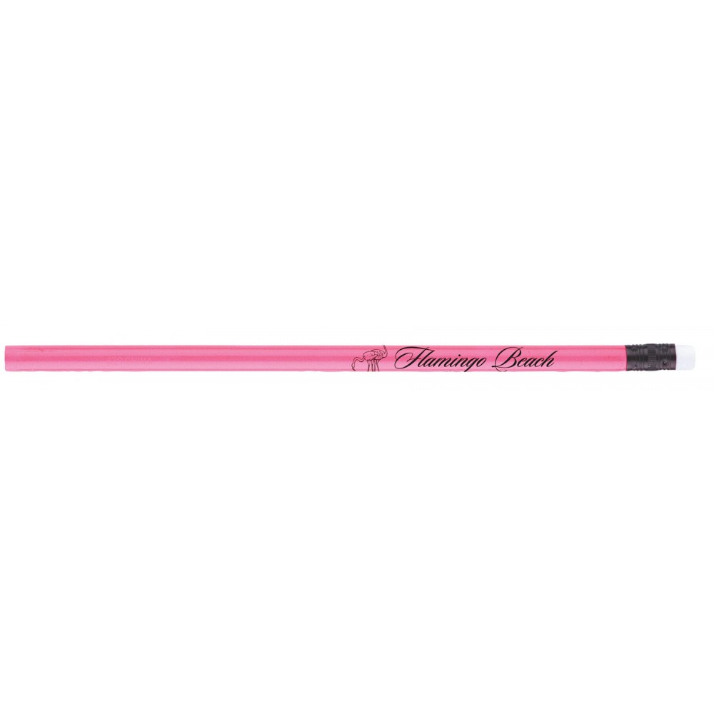 Neon #2 Pencil with White Eraser (Flamingo Pink) Custom Imprinted