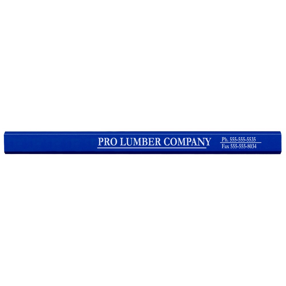 Logo Branded Made In The USA Carpenter 700 Flat Medium Lead Solid Pencil (Royal Blue)