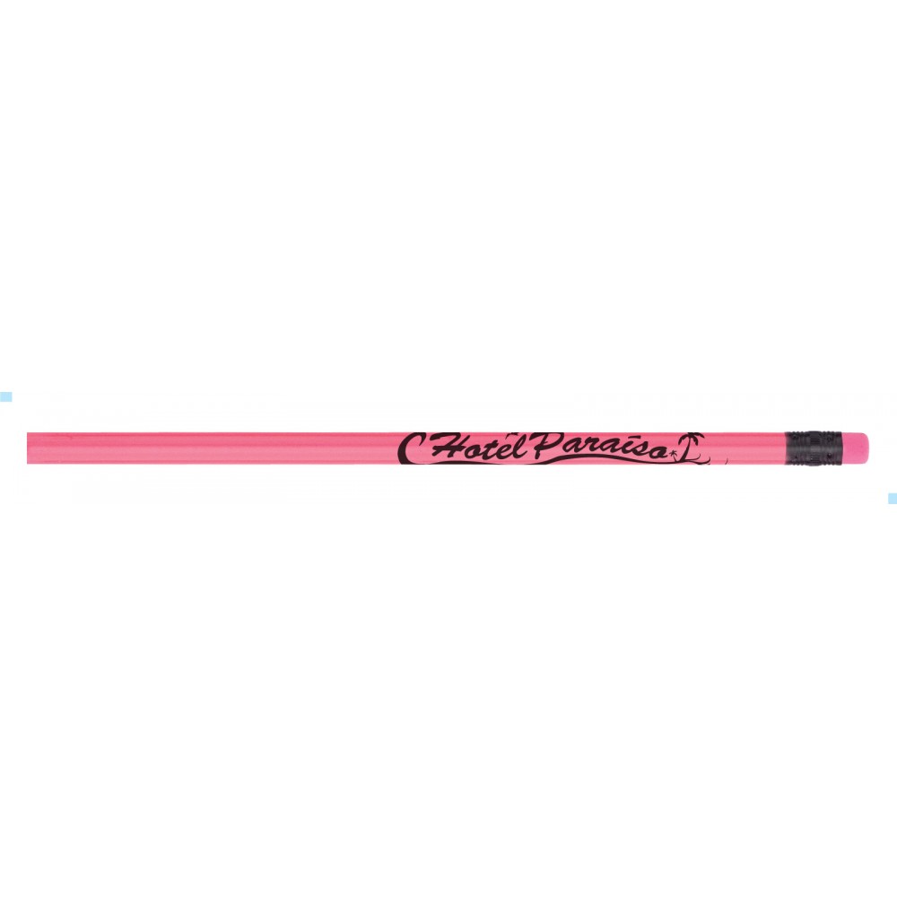 Unicorn #2 Pencil w/Matching Eraser (Neon Pink) Logo Branded