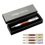 Custom Imprinted Brass/Wooden Ballpoint Pen Box Set