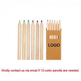 3'' Portable Mini Wooden 6 Colors Drawing Pencils w/Kraft Paper Box Custom Imprinted