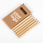 Logo Branded 6 Color Mini Wooden Colored Pencil Set