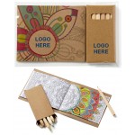 Custom Imprinted Adult Coloring Book & 6-Color Pencil Set To-Go