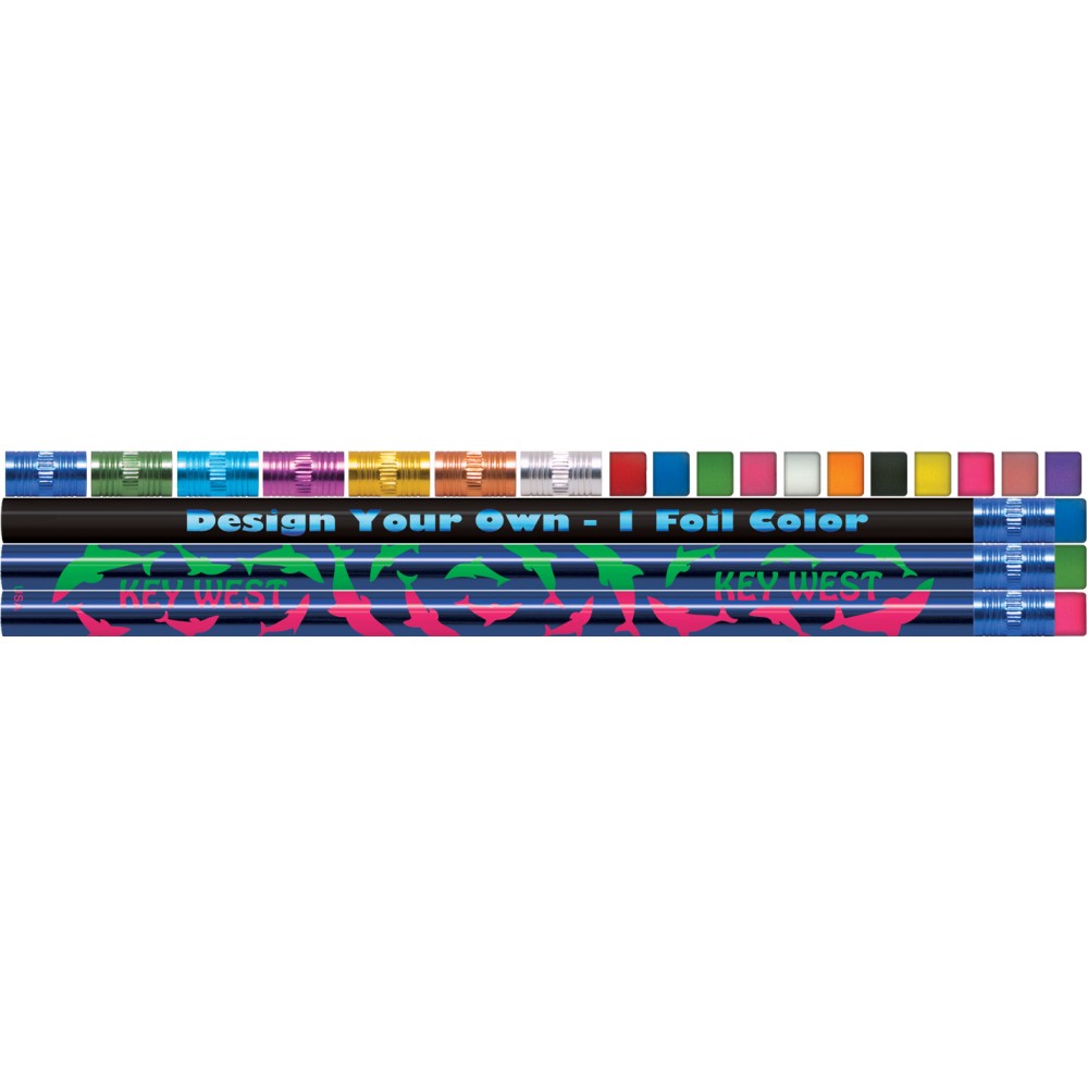 Design Your Own Metallic Foil Pencils with 1 Foil Color Logo Branded