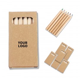 Pine Wood Six Color Drawing Pencil Set In Kraft Box Custom Printed