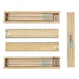Logo Branded Pencil Set , 12 Colouring Pencils & Sharpener in Ruler Box