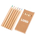 Custom Printed Mini 6-Color Colored Pencil Set in Kraft Box