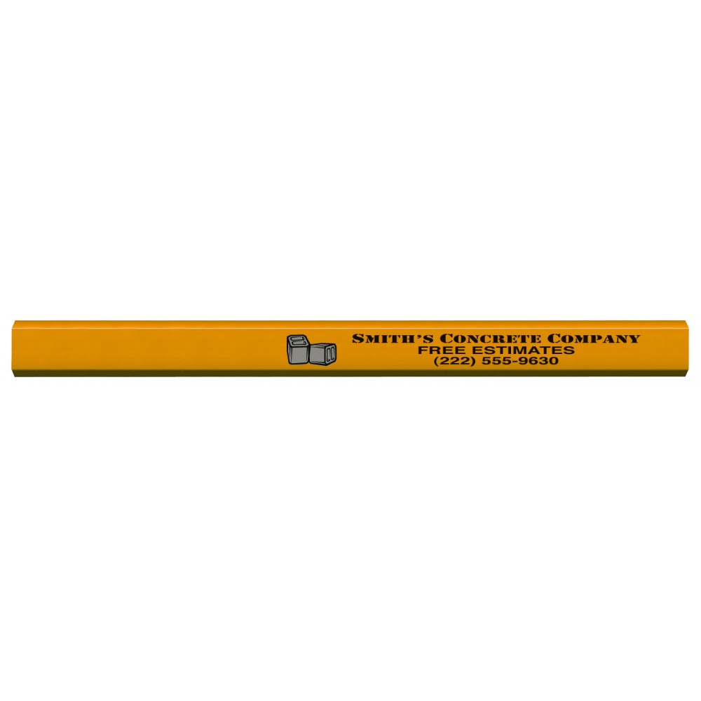 Custom Imprinted Made In The USA Carpenter 700 Flat Medium Lead Solid Pencil (Yellow)