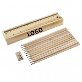 12-Color Colored Natural Wood Pencil Set Custom Printed