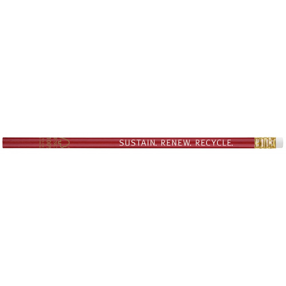 FSC Certified Round #2 Pencil (Red) Logo Branded