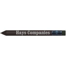 Custom Imprinted Matte Black with Black Wood Round Golf Pencils with Erasers