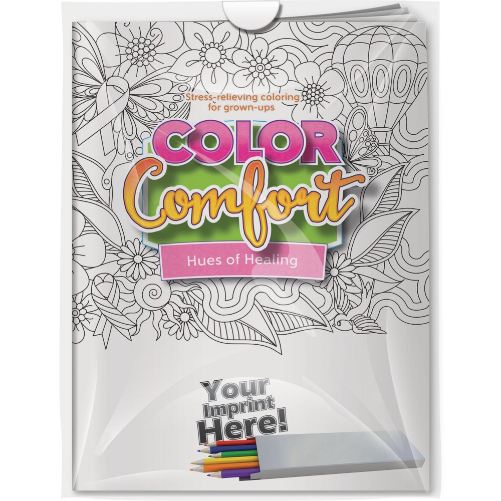 Combo Pack - Color Comfort & 6-Pack of Colored Pencils (Imprinted) in a Poly Bag Custom Printed Combo Pack - Color Comfort & 6-Pack of Colored Pencils (Imprinted) in a Poly Bag Custom Printed