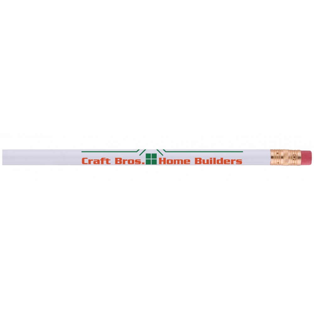 Jumbo Tipped Medium Pencil w/Eraser (White) Logo Branded