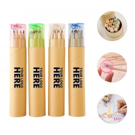 Logo Branded 12-Piece Colored Pencils Tube With Sharpener