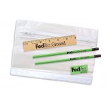 Custom Imprinted Clear Translucent Pouch School Kit w/ 2 Pencils, 6" Ruler & Eraser