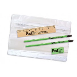 Clear Translucent Pouch School Kit w/2 Pencils with Logo