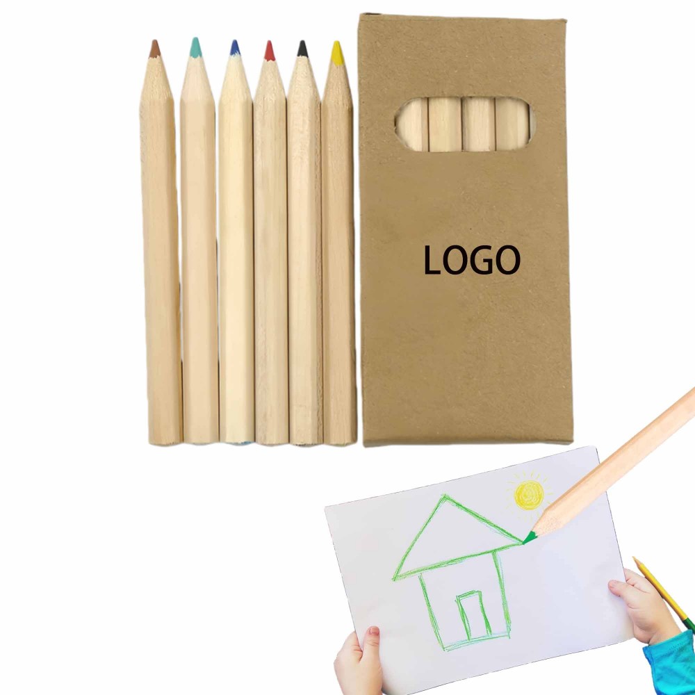 Eco-Friendly Six Colors Drawing Pencils Logo Branded