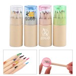 Logo Branded Wooden 12-Color Pencils with Sharpener