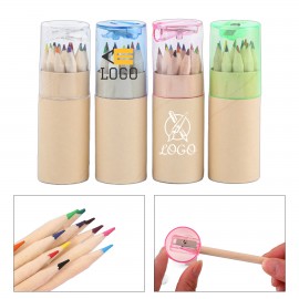 Logo Branded Wooden 12-Color Pencils with Sharpener