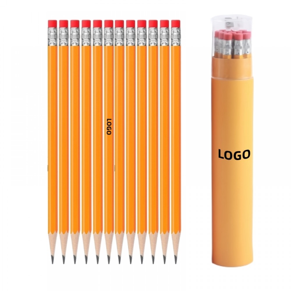 12-Count Wooden Pencil Set with Eraser for Kids Writing and School Rewards Custom Imprinted