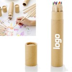 Custom Printed Paper Tube Packaged Drawing 12 Colored Long Pencil Set