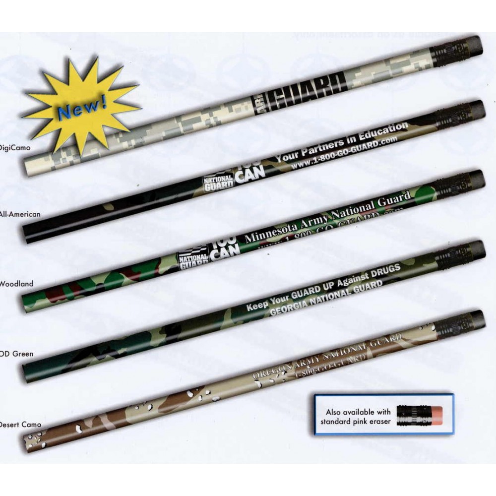Camouflage #2 Pencils 1-color imprint Custom Imprinted Camouflage #2 Pencils 1-color imprint Custom Imprinted