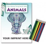 Relax Pack - Animals Coloring Book for Adults + Colored Pencils Custom Printed