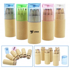 Custom Printed 12 Colored Pencil Set in Tube w/Sharpener